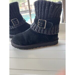 UGG Australia Cambridge Winter Boots Womens Size 5 EUR 36 Black Knit Sheepskin